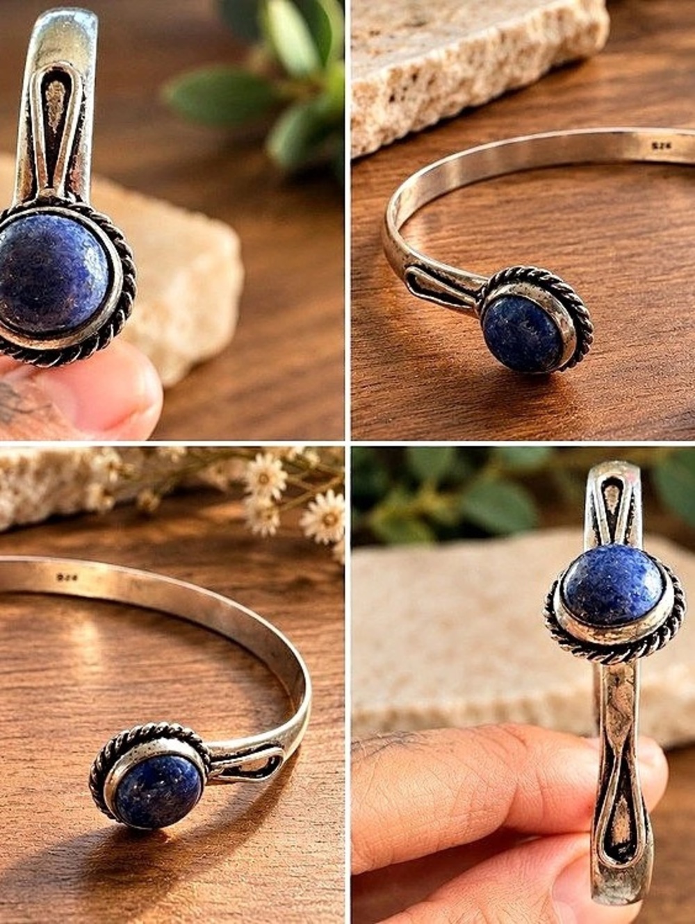 Blue Stone Cuff Bracelet